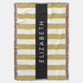 Gouden strepen, streeppatroon, lijnen, Jouw naam Deken (Voorkant Verticaal)