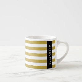 Gouden strepen, streeppatroon, lijnen, Jouw naam Espresso Kop