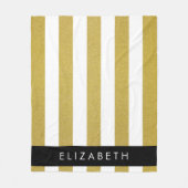 Gouden strepen, streeppatroon, lijnen, Jouw naam Fleece Deken (Voorkant)