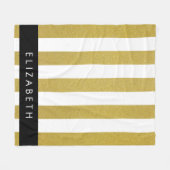 Gouden strepen, streeppatroon, lijnen, Jouw naam Fleece Deken (Voorkant (Horizontaal))