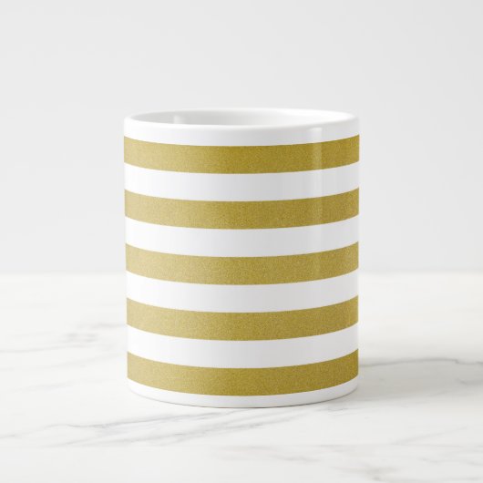 Gouden strepen, streeppatroon, lijnen, Jouw naam Grote Koffiekop (Voorkant)