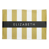 Gouden strepen, streeppatroon, lijnen, Jouw naam Kussensloop (Achterkant)