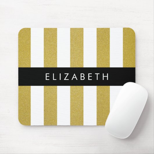 Gouden strepen, streeppatroon, lijnen, Jouw naam Muismat (Met muis)