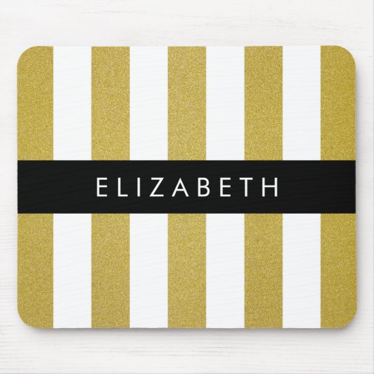 Gouden strepen, streeppatroon, lijnen, Jouw naam Muismat (Voorkant)