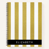Gouden strepen, streeppatroon, lijnen, Jouw naam Notitieboek (Voorkant)