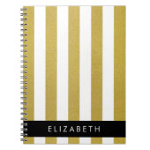 Gouden strepen, streeppatroon, lijnen, Jouw naam Notitieboek (Voorkant)