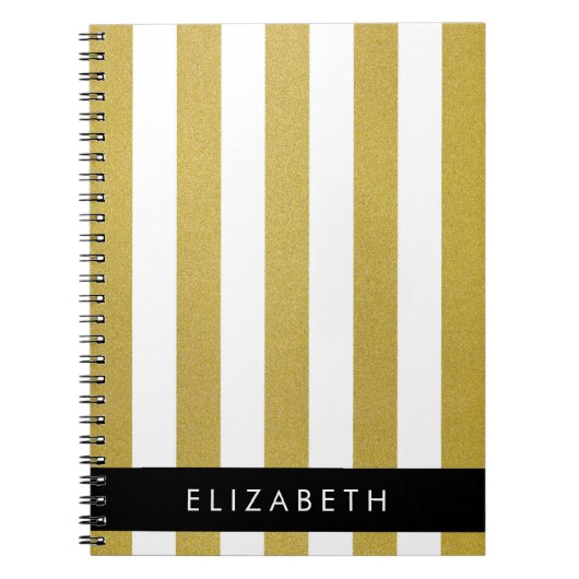Gouden strepen, streeppatroon, lijnen, Jouw naam Notitieboek (Voorkant)