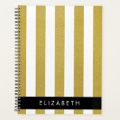 Gouden strepen, streeppatroon, lijnen, Jouw naam Planner (Voorkant)