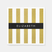 Gouden strepen, streeppatroon, lijnen, Jouw naam Servet (Voorkant)