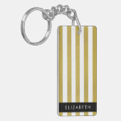 Gouden strepen, streeppatroon, lijnen, Jouw naam Sleutelhanger (Voorkant Links)