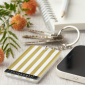 Gouden strepen, streeppatroon, lijnen, Jouw naam Sleutelhanger (Voorkant Rechts)