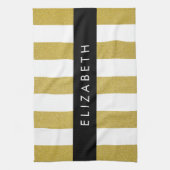 Gouden strepen, streeppatroon, lijnen, Jouw naam Theedoek (Verticaal)
