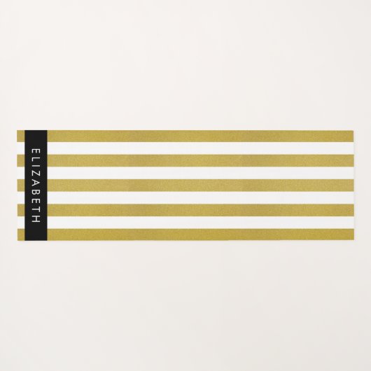 Gouden strepen, streeppatroon, lijnen, Jouw naam Yogamat (Achterkant (horizontaal))