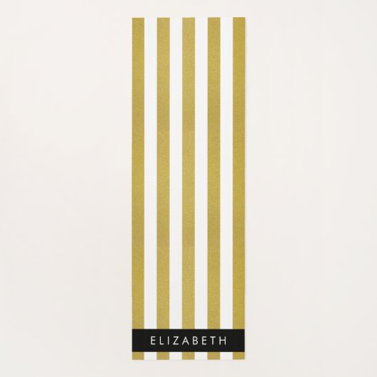 Gouden strepen, streeppatroon, lijnen, Jouw naam Yogamat (Achterkant)