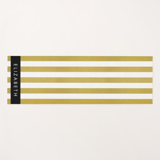 Gouden strepen, streeppatroon, lijnen, Jouw naam Yogamat (Voorkant (horizontaal))