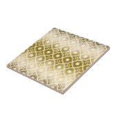 Gouden Strepen & Wit Quatrefoil Geometrisch Tegeltje (Zijkant)