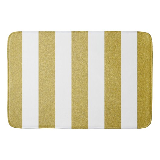 Gouden strepen, witte strepen, gestreept patroon badmat (Voorkant)