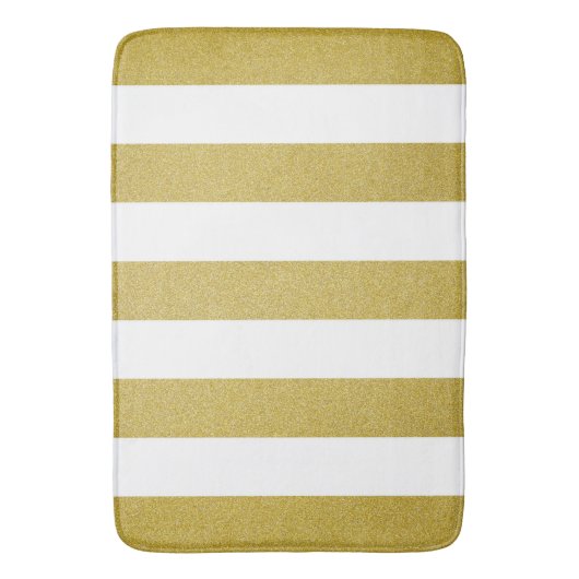 Gouden strepen, witte strepen, gestreept patroon badmat (Voorkant Verticaal)