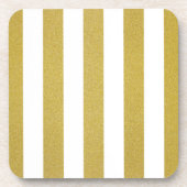 Gouden strepen, witte strepen, gestreept patroon bier onderzetter (Voorkant)