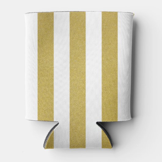 Gouden strepen, witte strepen, gestreept patroon blikjeskoeler (Voorkant)