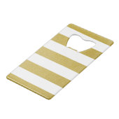 Gouden strepen, witte strepen, gestreept patroon creditkaart flessenopener (Voorkant Gekanteld)