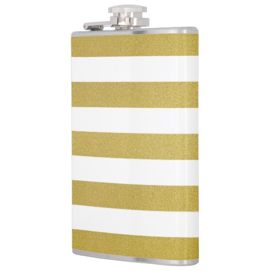 Gouden strepen, witte strepen, gestreept patroon heupfles (Links)