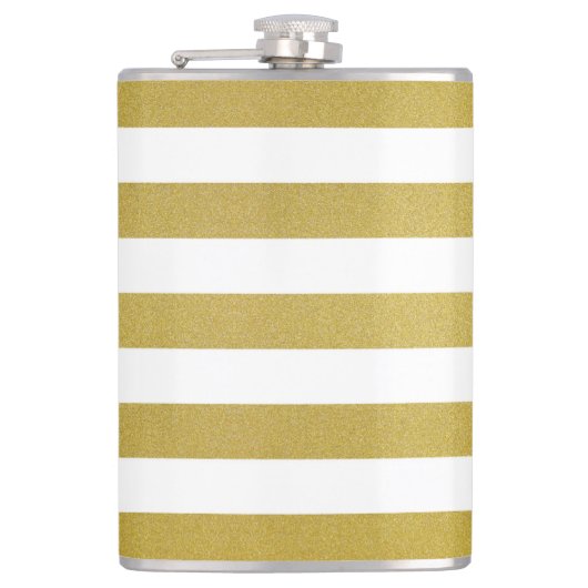 Gouden strepen, witte strepen, gestreept patroon heupfles (Voorkant)