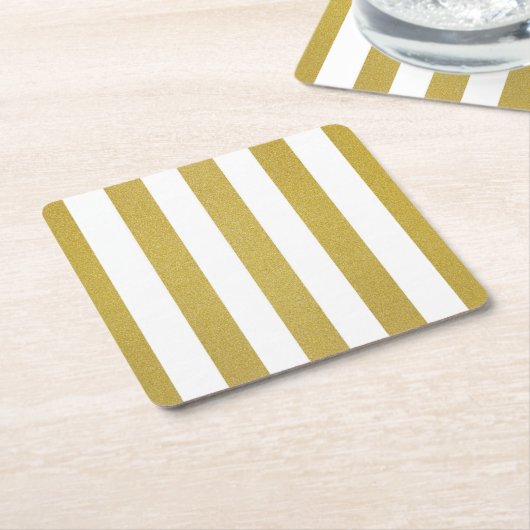 Gouden strepen, witte strepen, gestreept patroon kartonnen onderzetters (Schuin)