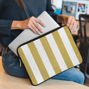Gouden strepen, witte strepen, gestreept patroon laptop sleeve