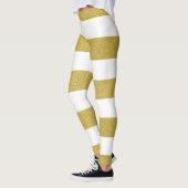Gouden strepen, witte strepen, gestreept patroon leggings (Links)