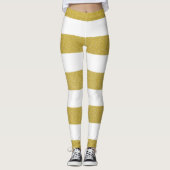 Gouden strepen, witte strepen, gestreept patroon leggings (Voorkant)