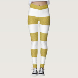 Gouden strepen, witte strepen, gestreept patroon leggings