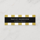 Gouden strepen, witte strepen, gestreept patroon mini visitekaartje (Voorkant)