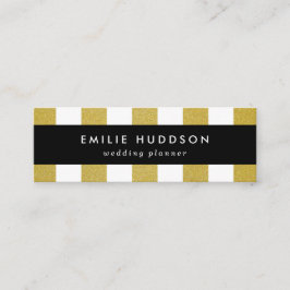 Gouden strepen, witte strepen, gestreept patroon mini visitekaartje
