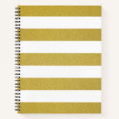 Gouden strepen, witte strepen, gestreept patroon notitieboek (Voorkant)
