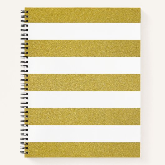Gouden strepen, witte strepen, gestreept patroon notitieboek (Voorkant)