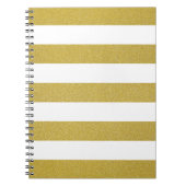 Gouden strepen, witte strepen, gestreept patroon notitieboek (Voorkant)