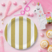 Gouden strepen, witte strepen, gestreept patroon papieren bordje (Feest)