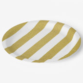 Gouden strepen, witte strepen, gestreept patroon papieren bordje (Gekanteld)