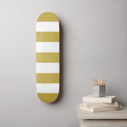 Gouden strepen, witte strepen, gestreept patroon persoonlijk skateboard (Muurkunst)