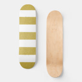 Gouden strepen, witte strepen, gestreept patroon persoonlijk skateboard (Voorkant)