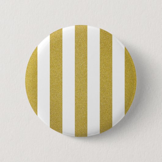 Gouden strepen, witte strepen, gestreept patroon ronde button 5,7 cm (Voorkant)