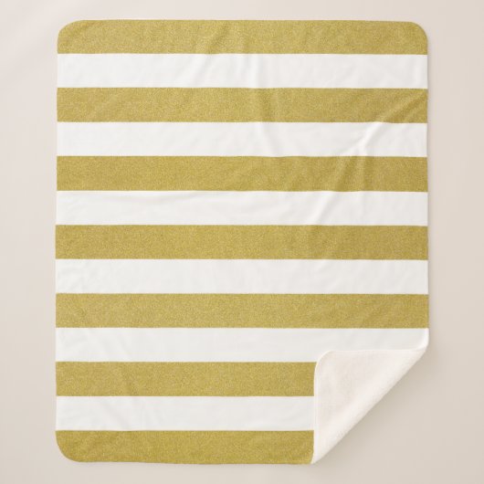 Gouden strepen, witte strepen, gestreept patroon sherpa deken (Voorkant)