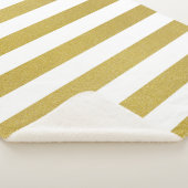 Gouden strepen, witte strepen, gestreept patroon sherpa deken (3/4)