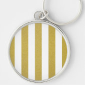 Gouden strepen, witte strepen, gestreept patroon sleutelhanger (Voorkant)