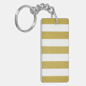 Gouden strepen, witte strepen, gestreept patroon sleutelhanger (Voorkant Links)