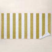 Gouden strepen, witte strepen, gestreept patroon strandlaken (Voorkant)