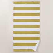 Gouden strepen, witte strepen, gestreept patroon strandlaken (Voorkant)