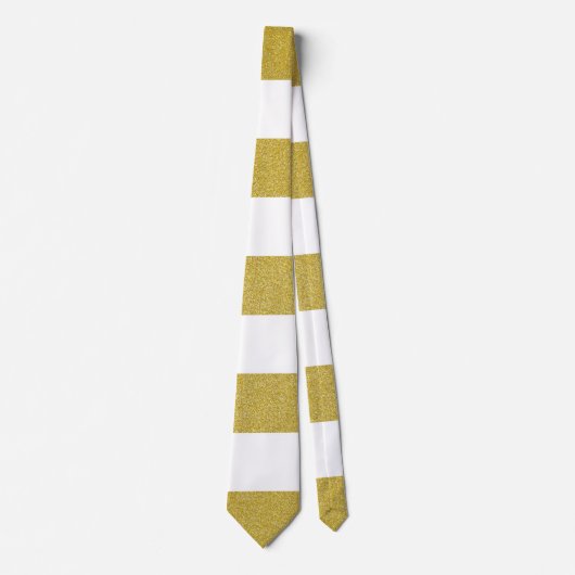 Gouden strepen, witte strepen, gestreept patroon stropdas (Voorkant)
