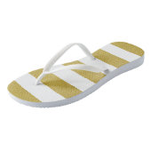 Gouden strepen, witte strepen, gestreept patroon teenslippers (Schuin)